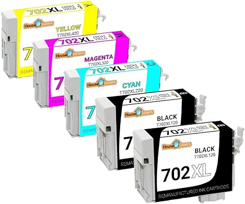 Miniatura 2 de Houseoftoners Cartucho de tinta remanufacturado Epson 702XL de alto rendimiento de repuesto para impresoras Epson 702XL Epson Workforce Pro WF-3720