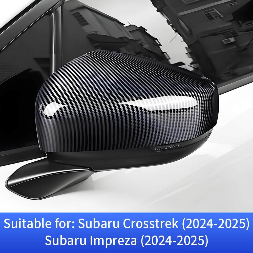 Chrome Carbon Fiber Car Side Door Mirror Trim Cover for Subaru Crosstrek and Impreza 2024 2025 2026 Auto Exterior Decorations Accessories Rearview Anti Scratch Protection Panel