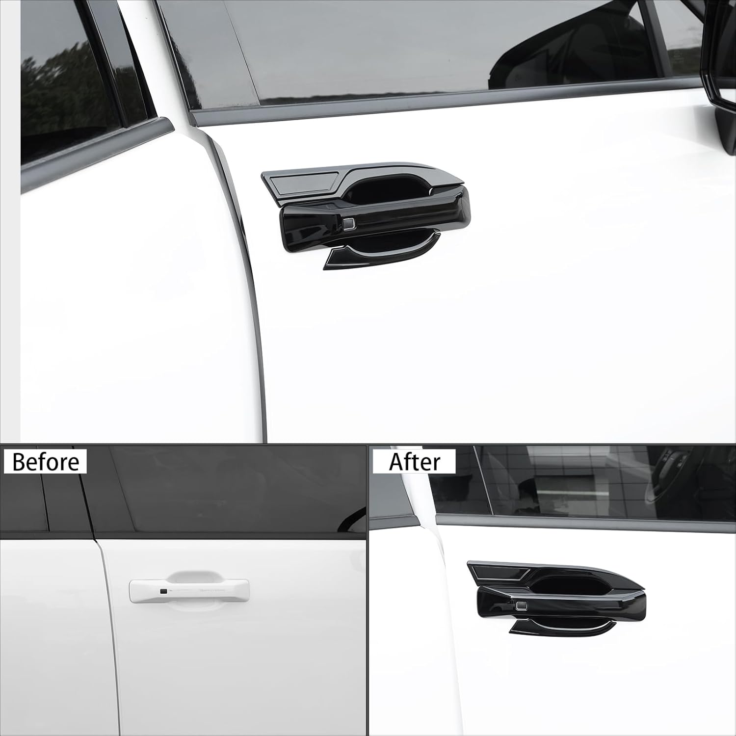 ABS Car Exterior Door Handle Bowl Cover Outside Door Bowl Protective Door Bowl Cover Trim Set Compatible with Hyundai Santa Fe 2024-2026 Accessories (Glossy Black Style)