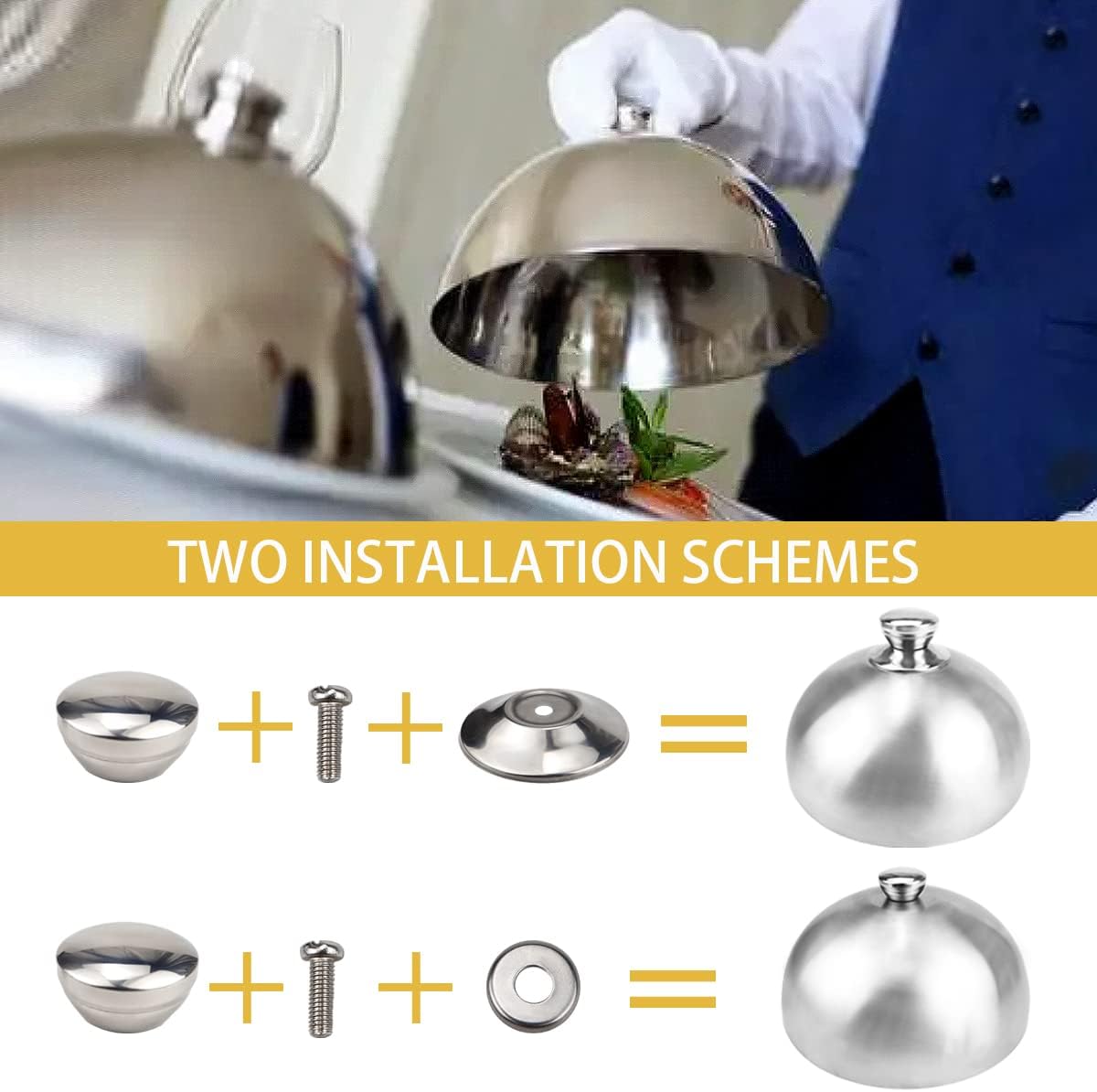 Stainless Steel Food Dome Cover,Melting Cheese Steak Plates 20cm