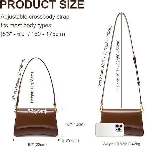 Miniatura 5 de Bolsos cruzados de cuero para mujer, monederos de cuero con correa ajustable, bolso ligero para mujer