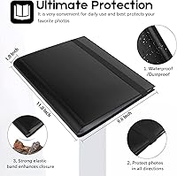 Vista 4 de Álbum de fotos de 8 x 10, 8 x 10 pulgadas, álbum de fotos con capacidad para 68 fotos (2 unidades, negro) carpeta de arte para fotos de 8 x 10