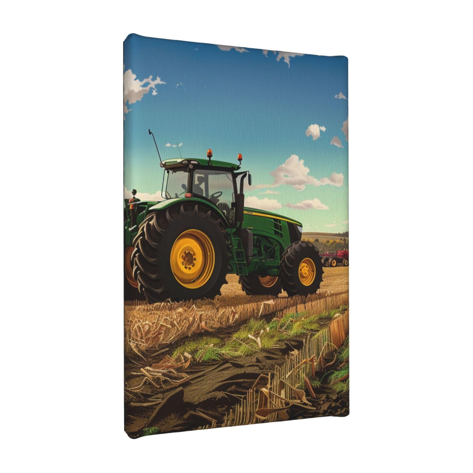 YKLJG Tractor farm Printed Wall Art Canvas Painting 20x30 CM Wooden Framed Picture Painting Artwork Prints for Bedroom Kitchen Home Office Decor