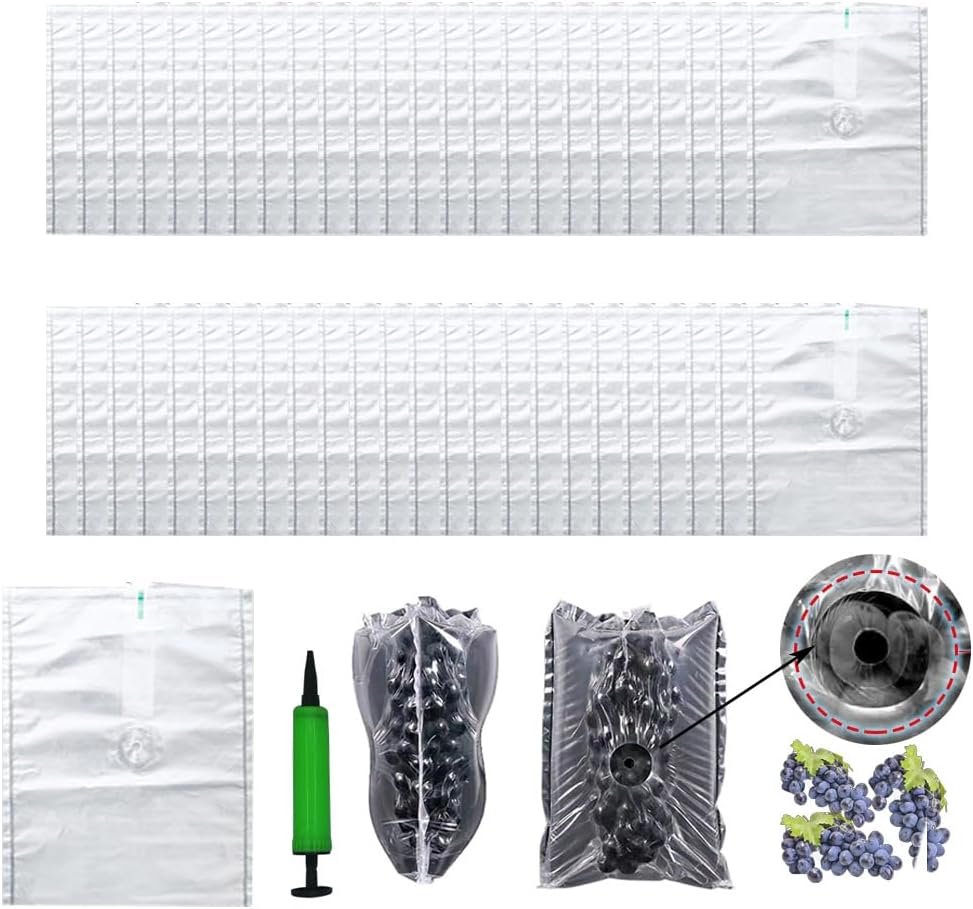MIUPOOFruit Protection Bags,Inflatable Air Packaging Bags for Produce,Air Bubble Bag with Air Holes for Fruit Shipping and Packaging Keeps Fruits Fresh Longer,30×40cm×50Pieces
