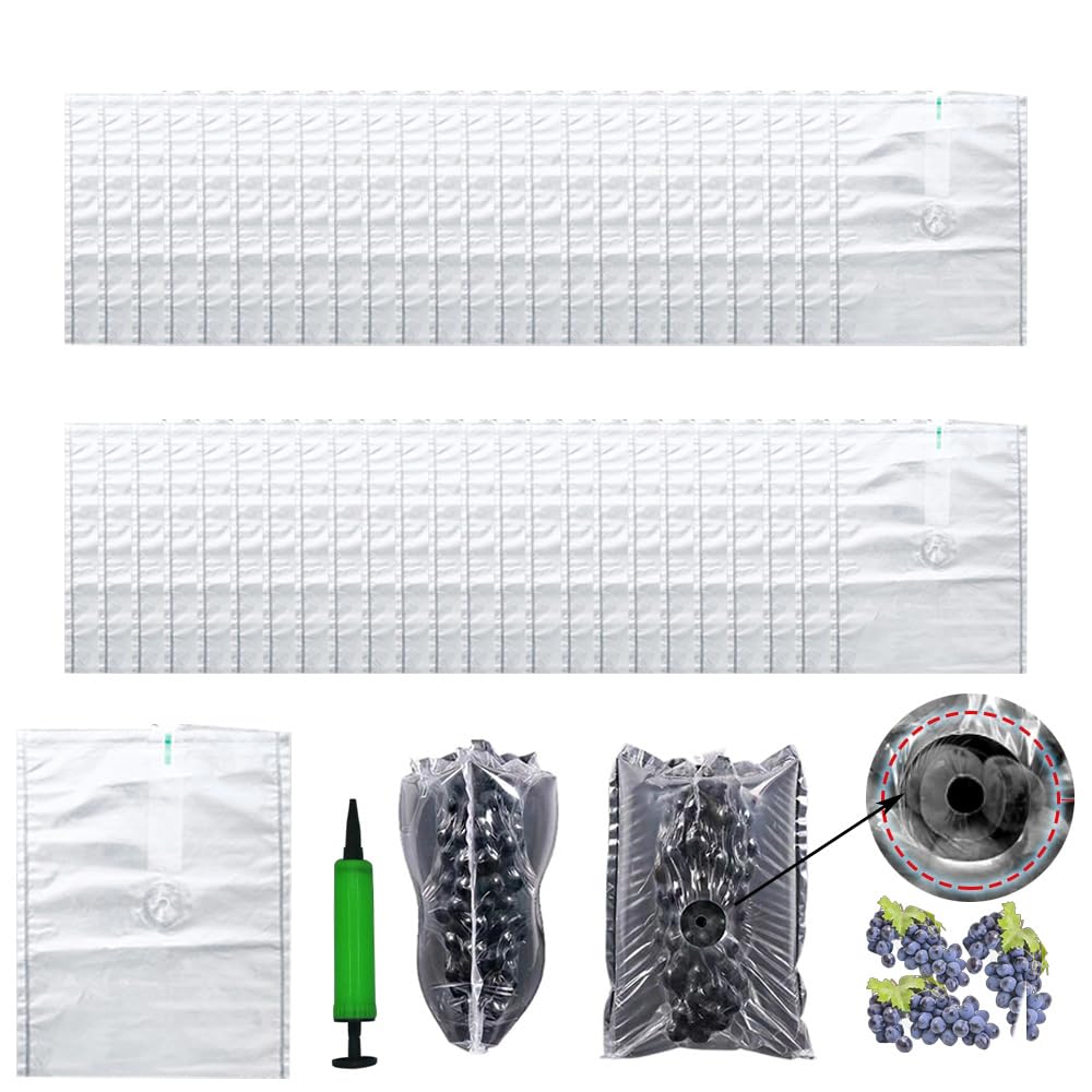 MIUPOOFruit Protection Bags,Inflatable Air Packaging Bags for Produce,Air Bubble Bag with Air Holes for Fruit Shipping and Packaging Keeps Fruits Fresh Longer,30×40cm×50Pieces