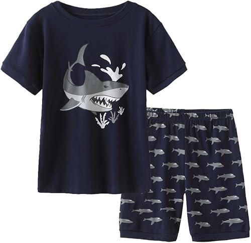 MyFav Pijama corto de 2 piezas para niños grandes, ropa de dormir con dibujos animados