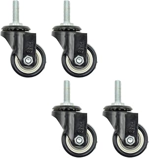 Hxchen 4Pcs 1.5 Inch Heavy Duty Caster Wheels Swivel Casters with M8 Threaded Stem (Without Brake), Loading 50kg/110lbs Black Rubber