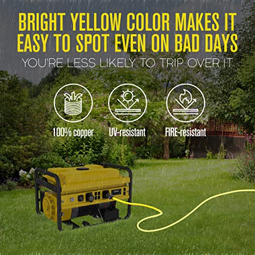 Houseables Generator Cord 30 Amp 4 Prong, Generators Extension, 10 Ft, 125-250V, 7500 Watt Max Rating, Ul Cul, Nema L-14-30P, Rubber, 10 Gauge, Heavy Duty, L14-30, Transfer, Power Cable, Locking #TOP7