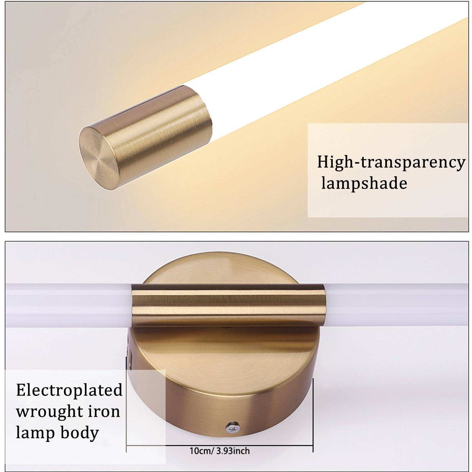LED Innen Wandleuchten Lange Linear Gold Metall Wandleuchte Modern Dekorative Flur Wandbeleuchtung für Wohnzimmer Schlafzimmer Treppenhaus Nachttisch Esszimmer (Warmes Licht,100cm)