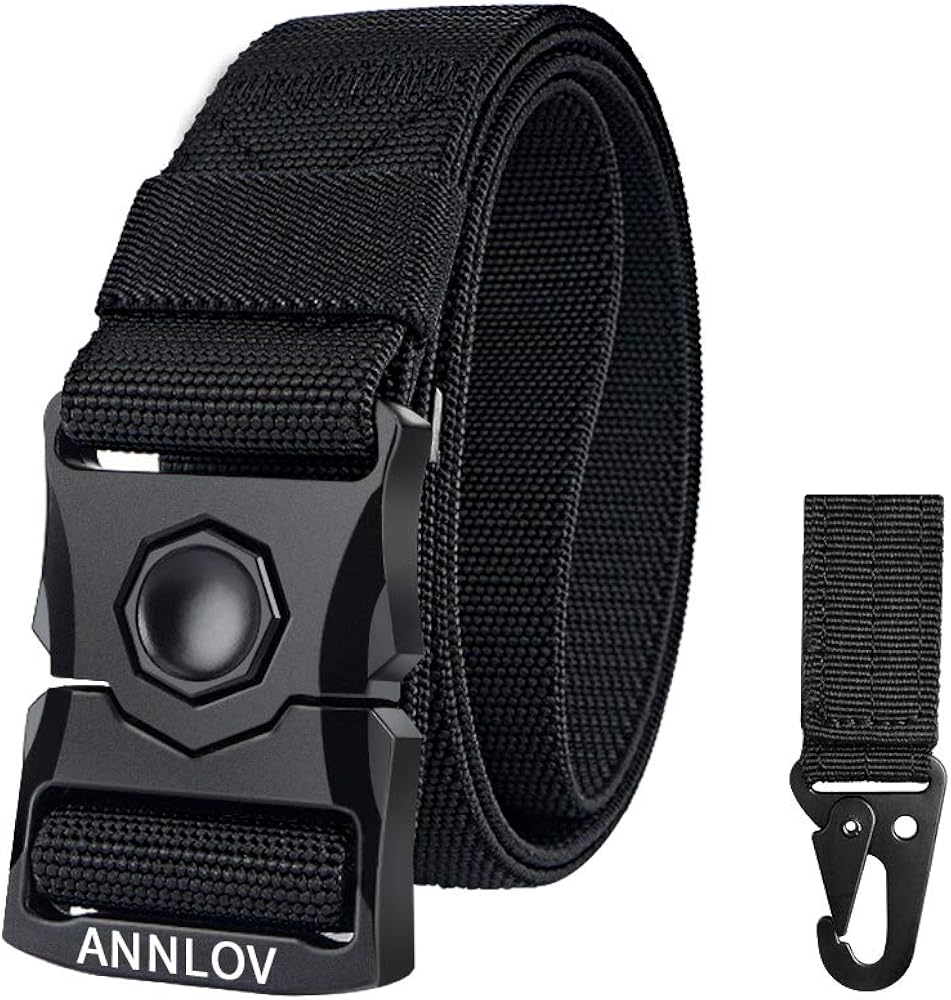 ANNLOV Tactical Belt,Military Style Webbing Riggers EDC Work Belts Heavy-Duty Quick-Release Metal Buckle for Men and Women