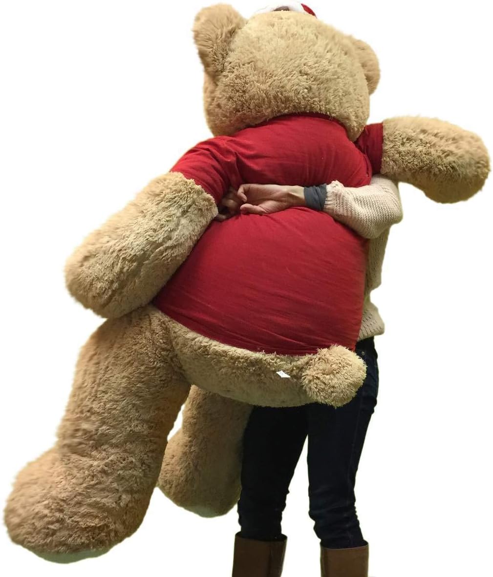 Big Plush Giant Teddy Bear with Merry Christmas T-Shirt and Santa Hat - Huge 5-Foot Plush Teddybear - Stuffed Animal OSO de Peluche - Cute Oversized Plushie - Jumbo Bear