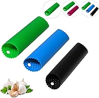 Sinnsally Silicone Garlic Peeler Roller Tube - Quick Easy Skin Remover for Whole Cloves, Food-Grade, Dishwasher Safe, 3 Colors (3-Pack)