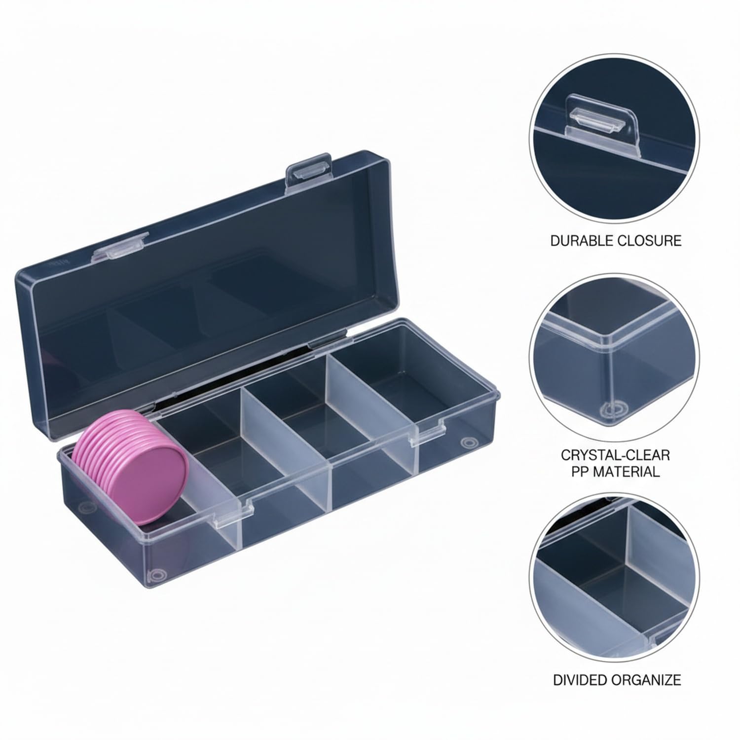 Caja de almacenamiento para fichas de póquer y cartas, caja de plástico PP transparente duradera con tapa, ideal para organizar fichas de juego de mesa, 12.5 x 6.5 x 4.5 pulgadas