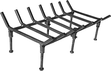 TAFIEDA Heavy Duty Solid Steel Fireplace Log Holder. 24 inches, Adjustable, 6 Solid Steel Feet with 7 Bar Holder. For Indoor & Outdoor Fireplaces