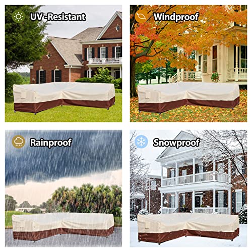 Westblue Patio Outdoor Sectional Cover Outdoor Patio Furniture Covers Waterproof Rip-Stop Anti-Uv 600D Heavy Duty Outdoor Couch Cover With 3 Air Vent Sofa Cover (V-Shaped-105''X105'') #TOP7