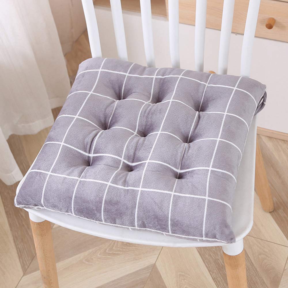 Gray Square Chair Pads Floor Pillow Cushion 16x16in Kitchen Seat Cushion with Tie Non Slip Thickened Tatami Cushion Eco-Friendly Breathable Pad Chair Pads Reversible Chair Pad Soft Seat Cushions