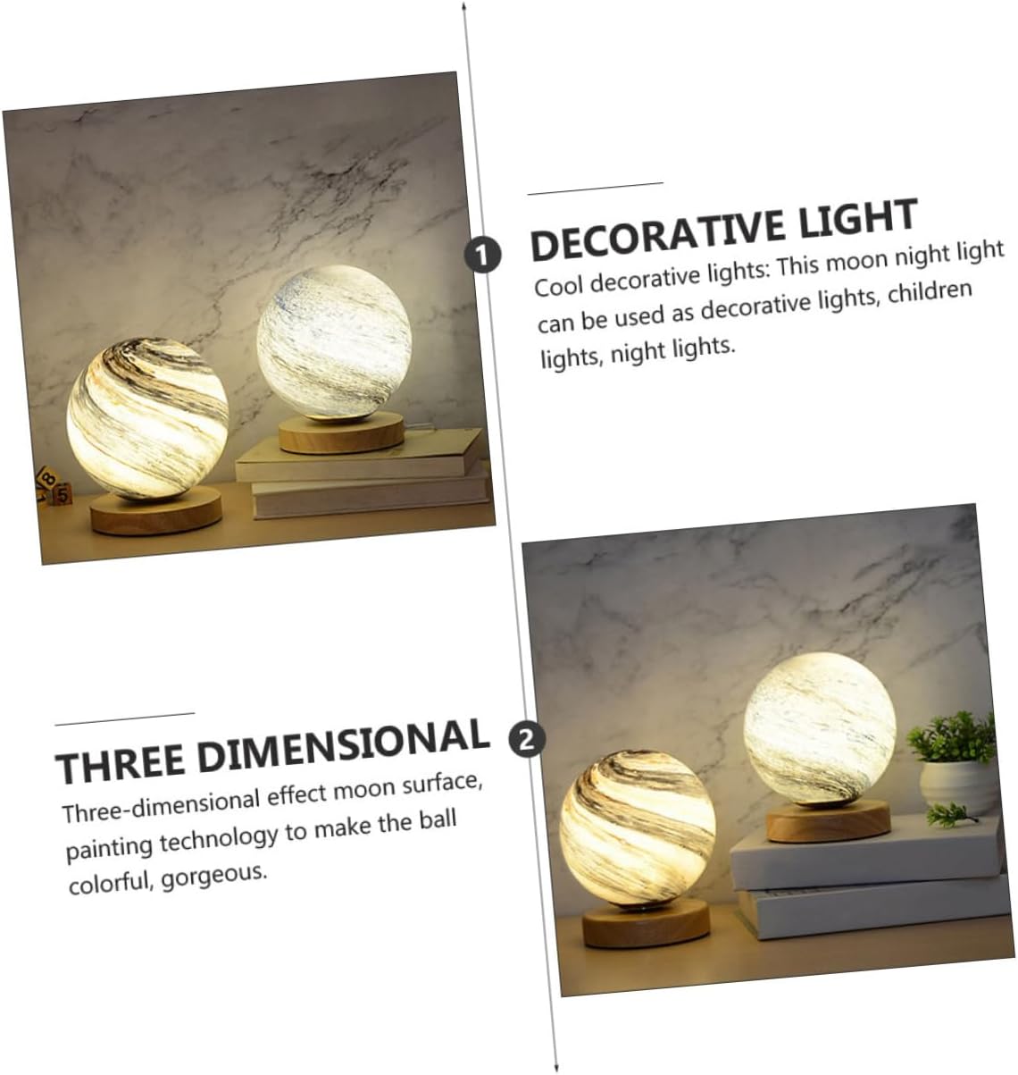 1pc Creative Moon Lamp Glass Led Bedside Night Light Button Romantic Design for Bedroom Decor Unique for Special Occasions