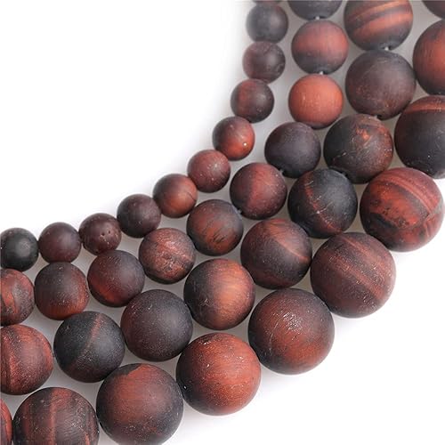 Miniatura 5 de JOE FOREMAN Cuentas de ojo de tigre rojo natural de 0.315 pulgadas (0.315 in), piedras preciosas semipreciosas, redondas, esmeriladas, mate, cuentas