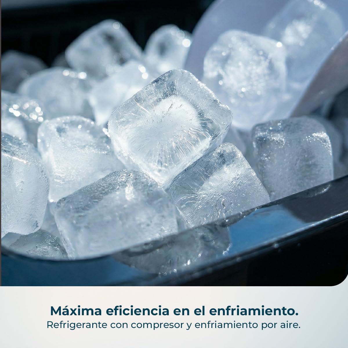 Cecotec Máquina de Hacer Hielo Chillin' Ice 2300. 23kg/24h, Depósito Hielo 1,8kg, Depósito Agua 2L, Compresor con Enfriamiento por Aire, Cubitos Sólidos, Hielo Siempre Disponible
