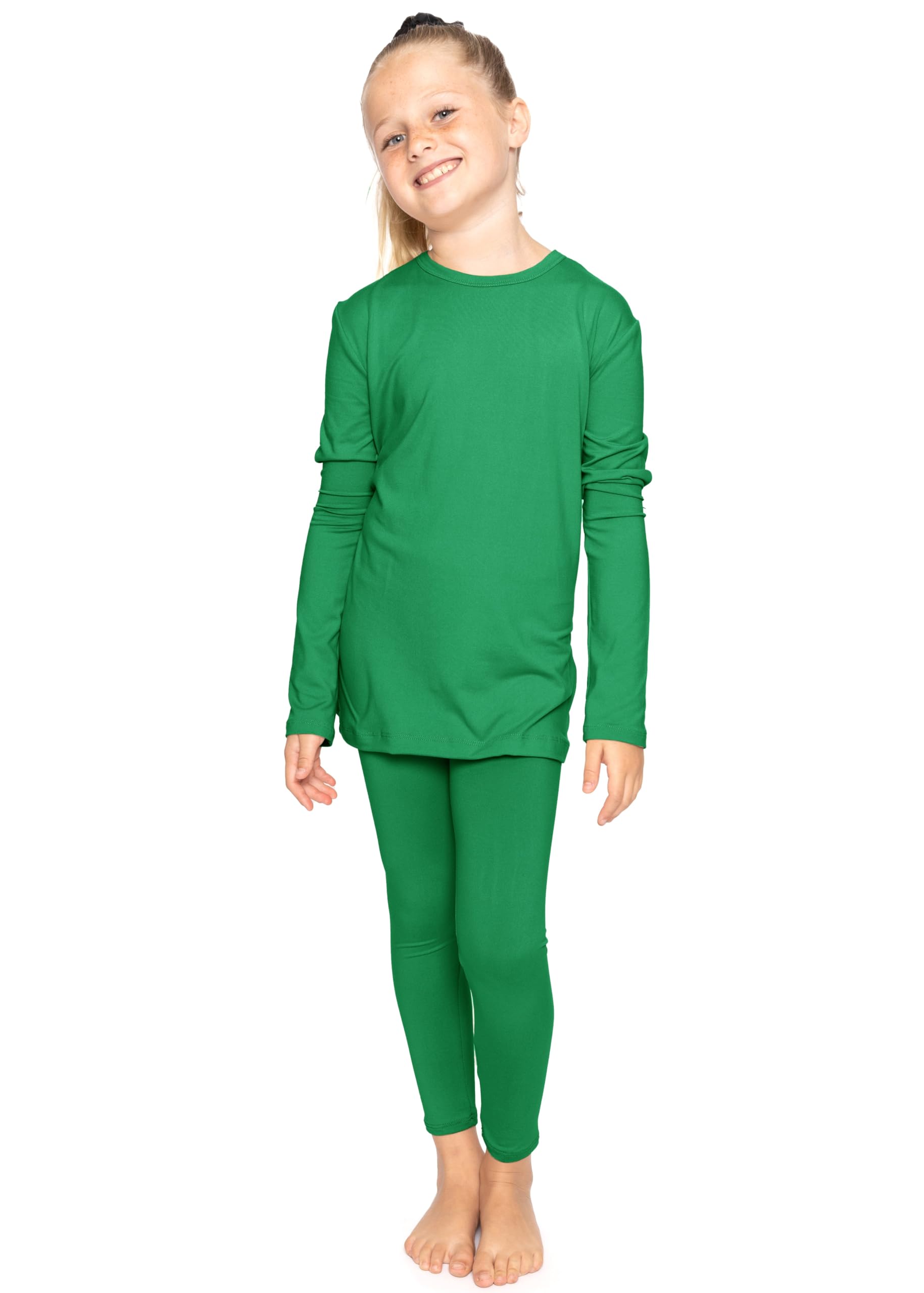 STRETCH IS COMFORT Youth Girls Oh So Soft 2-Piece Set | Short or Long Sleeve Crew Neck Top with Matching Leggings