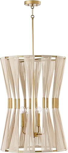 Miniatura 4 de Capital Lighting 541141NP Bianca Modern Luxe - Lámpara de pasillo de cuerda natural blanqueada envuelta a mano, 4 luces, 240 vatios en total, 28