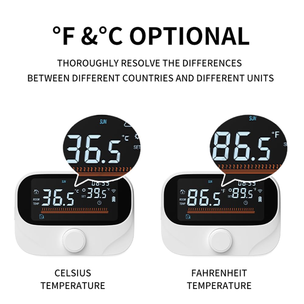 Termostato intelligente per riscaldamento caldaia domestica, RF433 WiFi AC, touch screen wireless programmabile, controllo vocale APP, compatibile con, portata 980 piedi, display