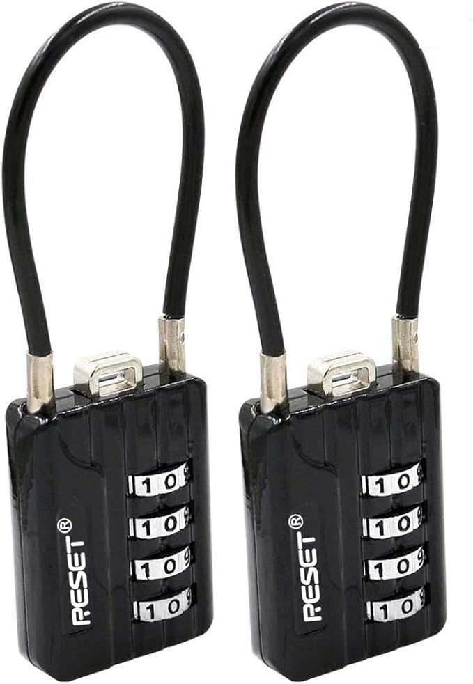 RESET200 4 Digit Combination Padlock with 10 cm Steel Cable,High