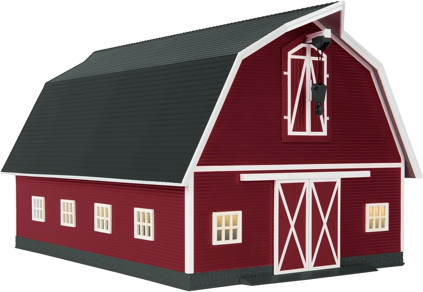Lionel Classic Plug-Expand-Play Barn O Gauge Model Train Accessory – Building with LED Light, & Movable Hay Crane, Railroad Scenery, Age 14+