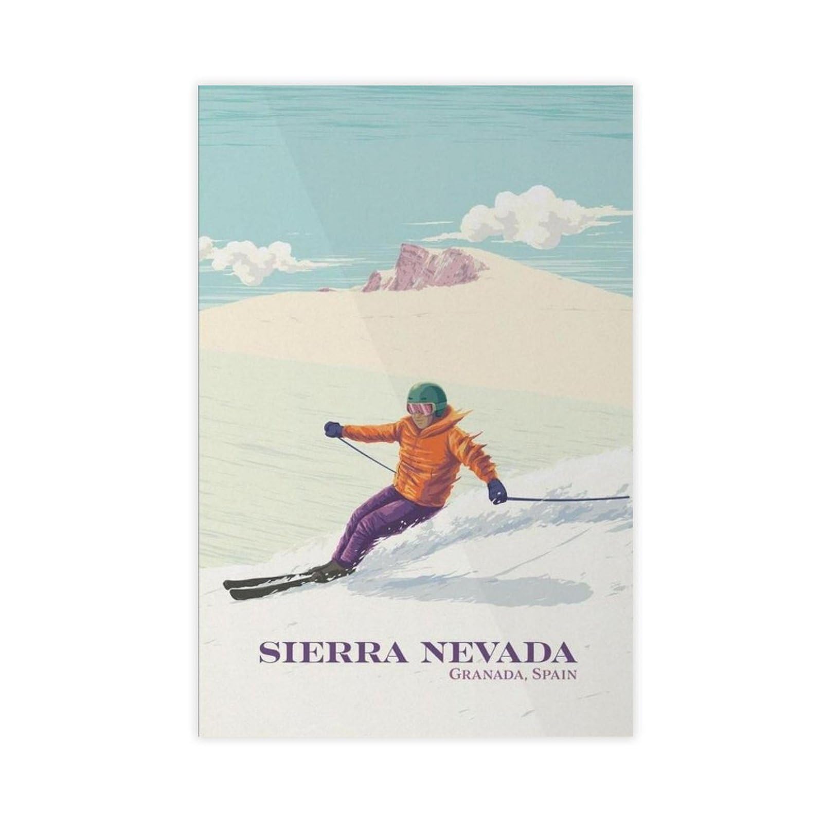 QGVBGF Sierra Nevada Ski Resort,Spain, Granada Canvas Poster Wall Art Decor Print Picture Paintings for Living Room Bedroom Decoration 12x18inch(30x45cm)