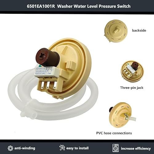 Miniatura 4 de Interruptor de presión de nivel de agua de lavadora OEM 6501EA1001R Interruptor de presión de agua para lavadora LG 6501EA1001 AP5204365 PS3529177