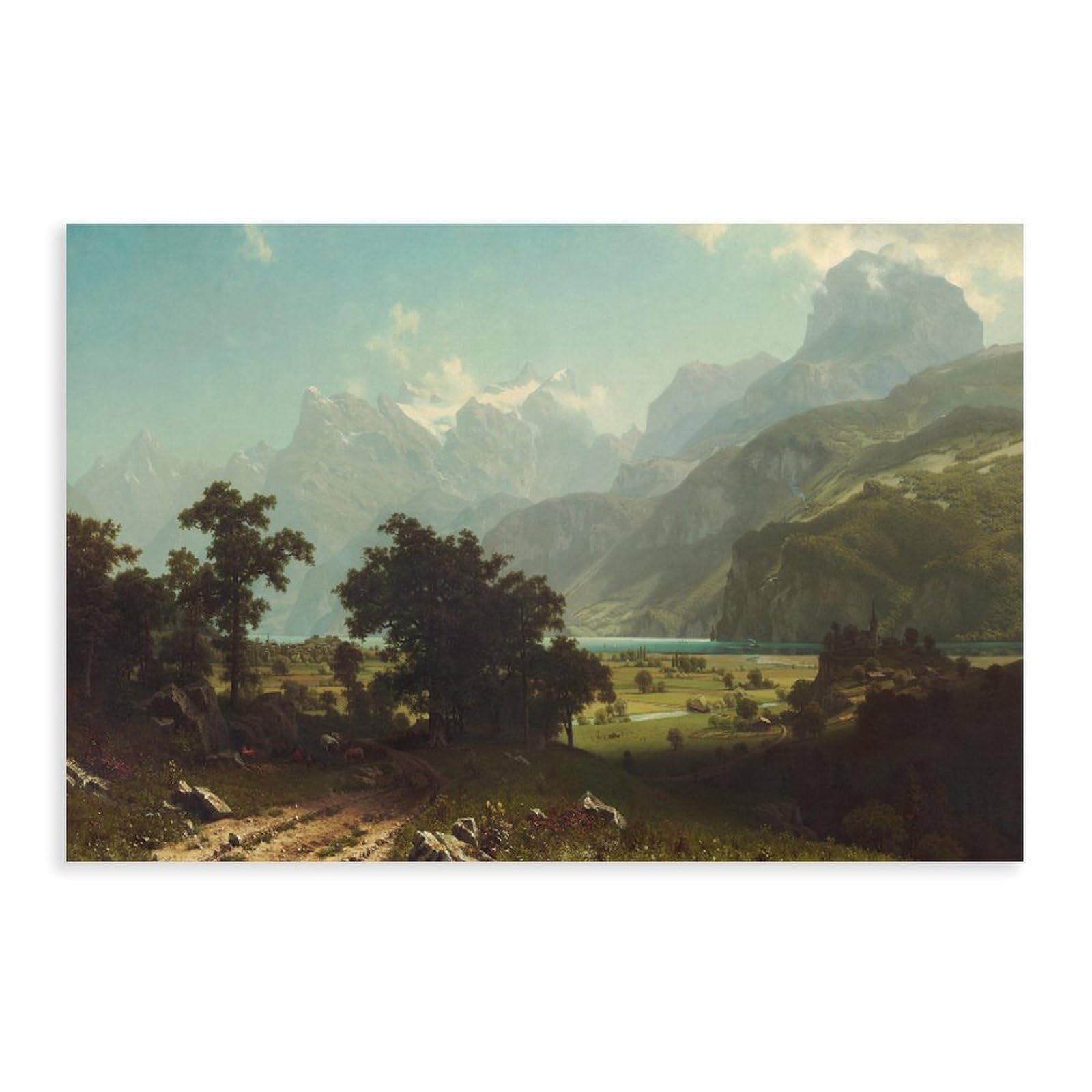 WCYB Lake Lucerne, 1858 by Albert Bierstadt Posters Prints Canvas Deco Paintings Wall Art Unframe 12" L X 18" W
