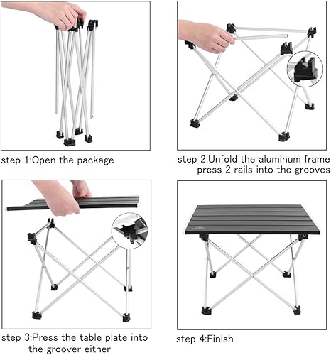 Miniatura 6 de Nice C Mesa de campamento, mesa de campamento, mesa plegable, mesa de playa, plegable plegable, de aluminio, ultraligera, compacta con bolsa de