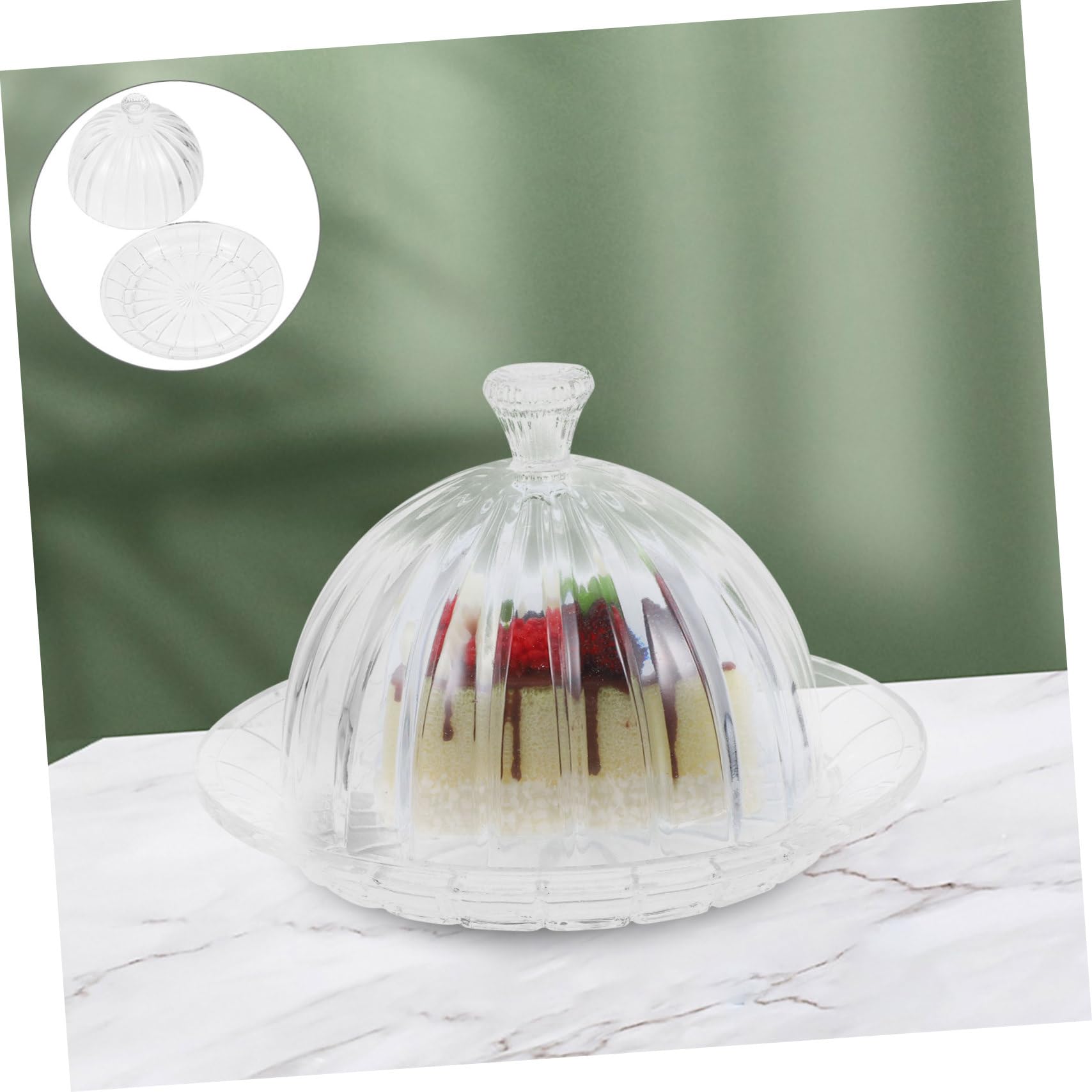 Mobestech Portatorte in Vetro con Coperchio Elegante per Dolci, Piatto da Dessert con Base Stabile e Design Raffinato, per Feste di Capodanno e Cene Formali