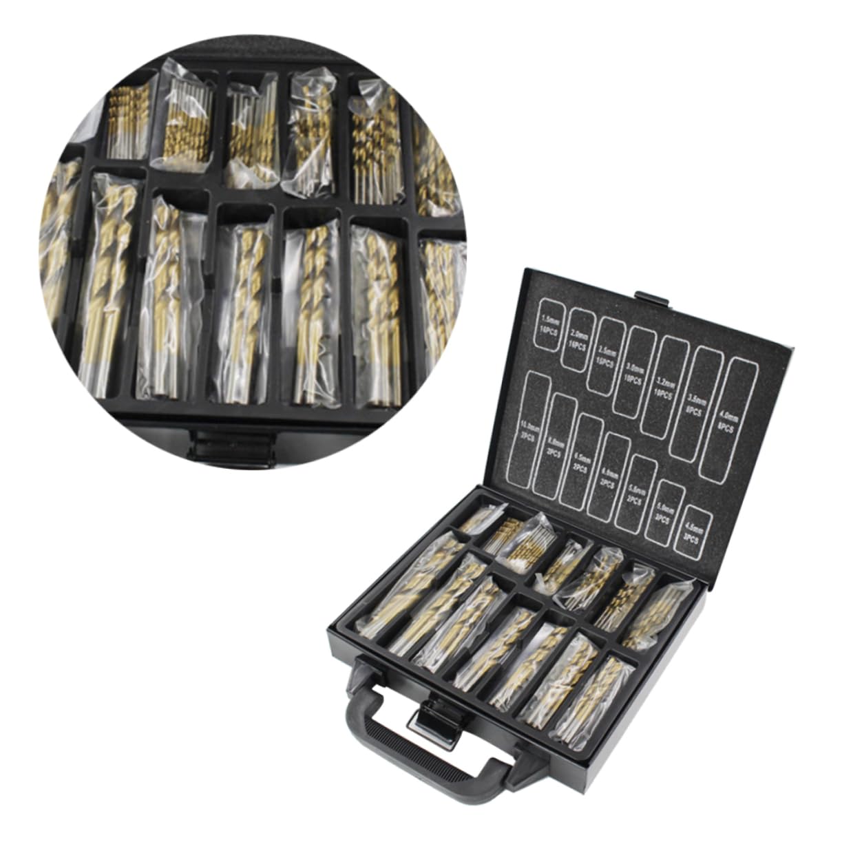 99piezas Brocas De Brocas De Nitruro De Titanio Acero De Alta Resistencia Para Metal Plástico Madera Compatible Con Taladros y Máquinas