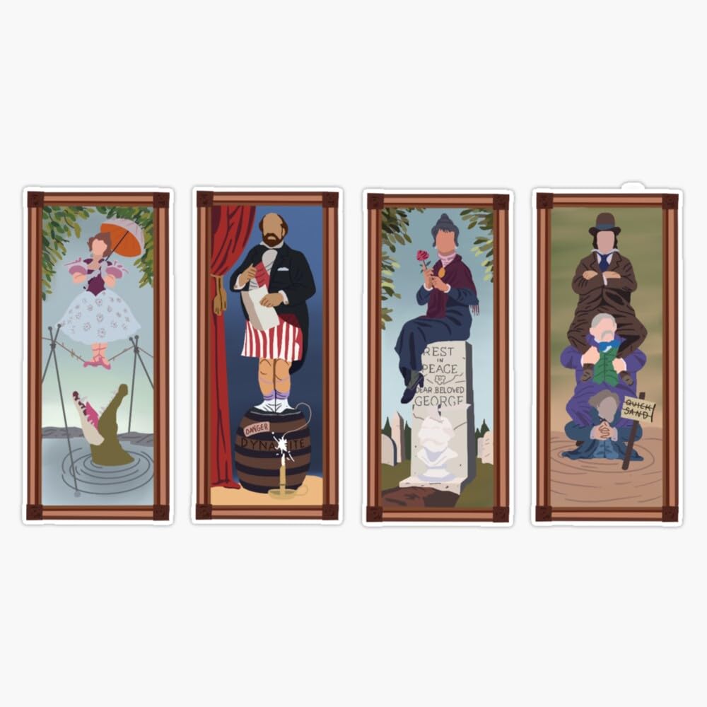 Minimalist Haunted Mansion Stretching Room Portraits Sticker Vinyl Waterproof Sticker Decal Car Laptop Wall Window Bumper Sticker 5"