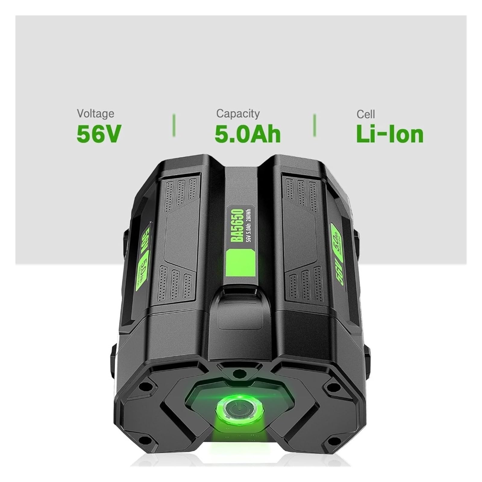 Batteria Per Utensili Elettrici 56V 5.0Ah, Compatibile Con EGO 56V Power+, Compatibile Con BA2800, BA4200, BA1400