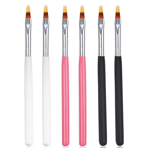 6pcs Ombre Nail Brush Nail Paint Pen para línea de encaje degradado Color Ombre cepillo para uñas de gel, pinceles de arte de uñas de madera,