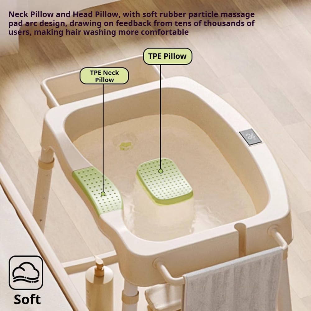 Portable Head Spa Waterfall Device, Adjustable Shampoo Bowl with Water Circulation System, Height-Adjustable Bedside Shampoo Basin, And Scalp Massage Water Dispensing Set,Bb