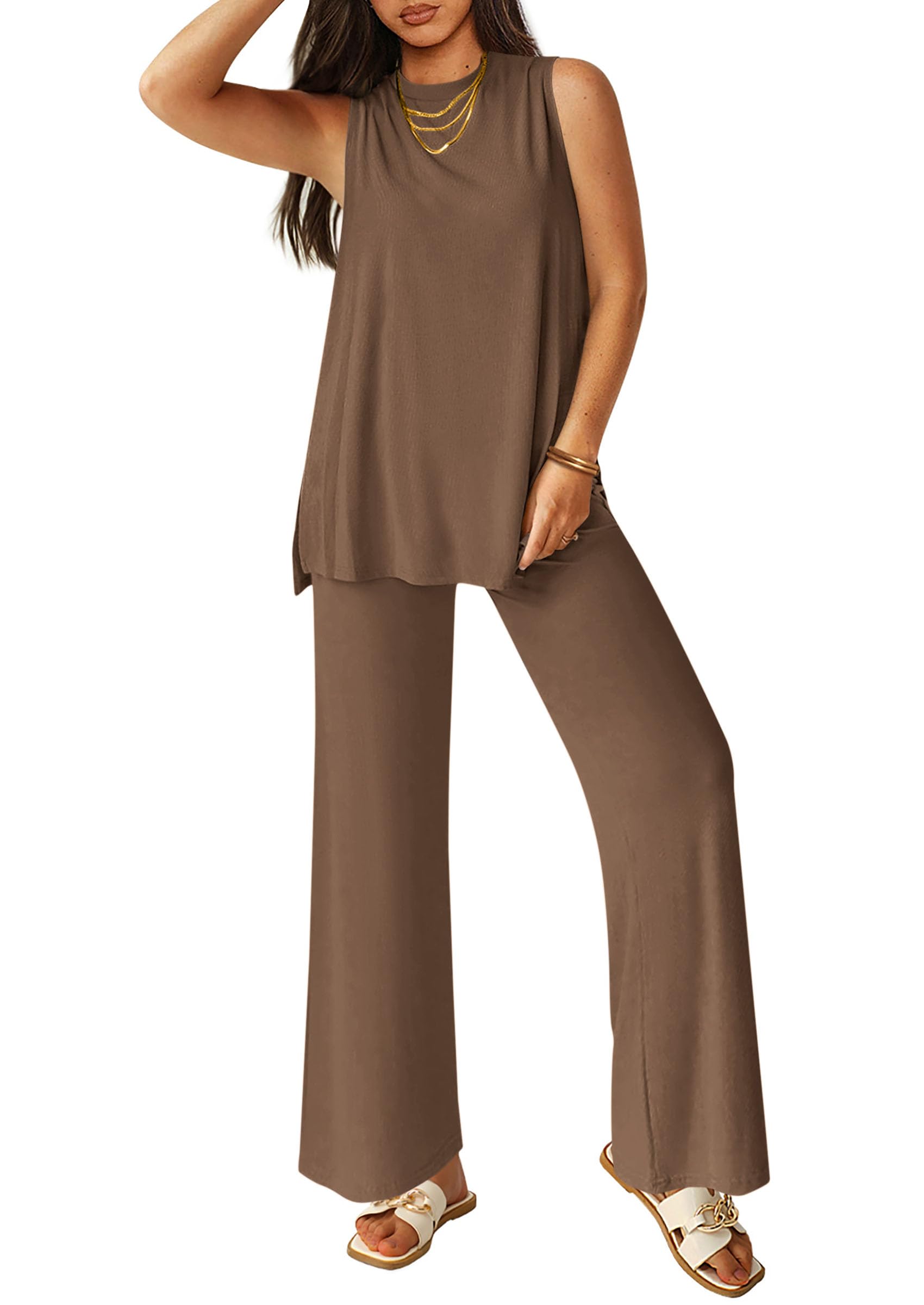 PRETTYGARDEN Women's 2 Piece Lounge Set 2025 Summer Casual Loose Tank Top Wide Leg Pants Matching Travel Outfits Tracksuit