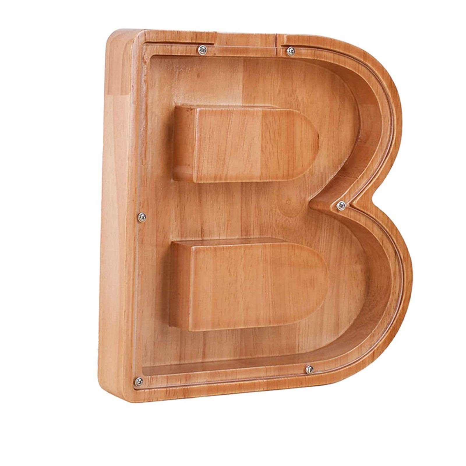 Hucha for niños,Alcancía con Letras Personalizadas, Alfabeto de Madera, Hucha, Banco de Billetes, Regalo de cumpleaños, decoración del hogar for niños, niñas, Adultos-D-18 * 3 * 18 cm(B)