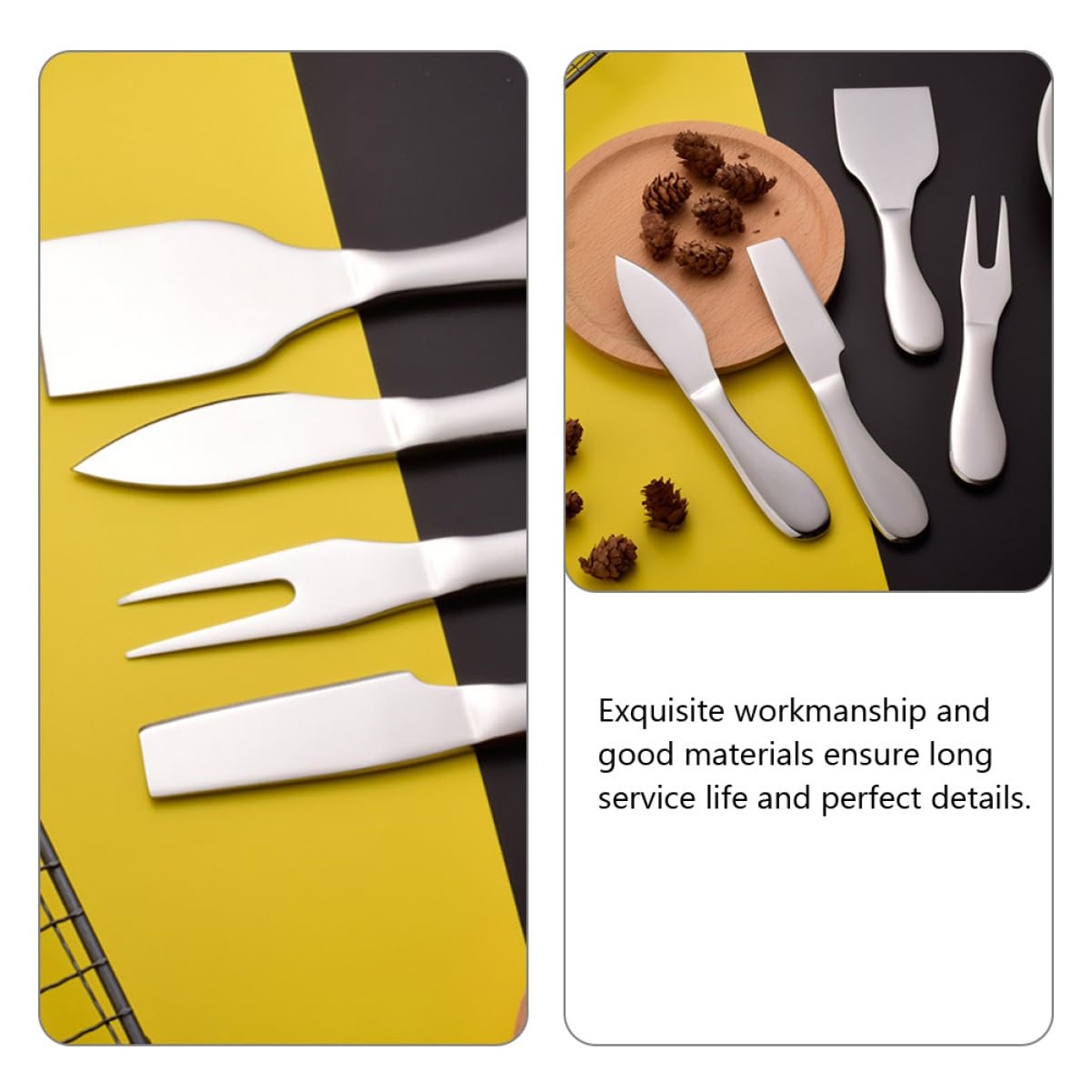 BEBEMOKO Cheese Slicer Kit 4-piece Cheese Cutter Set Stainless Steel Utensil Set