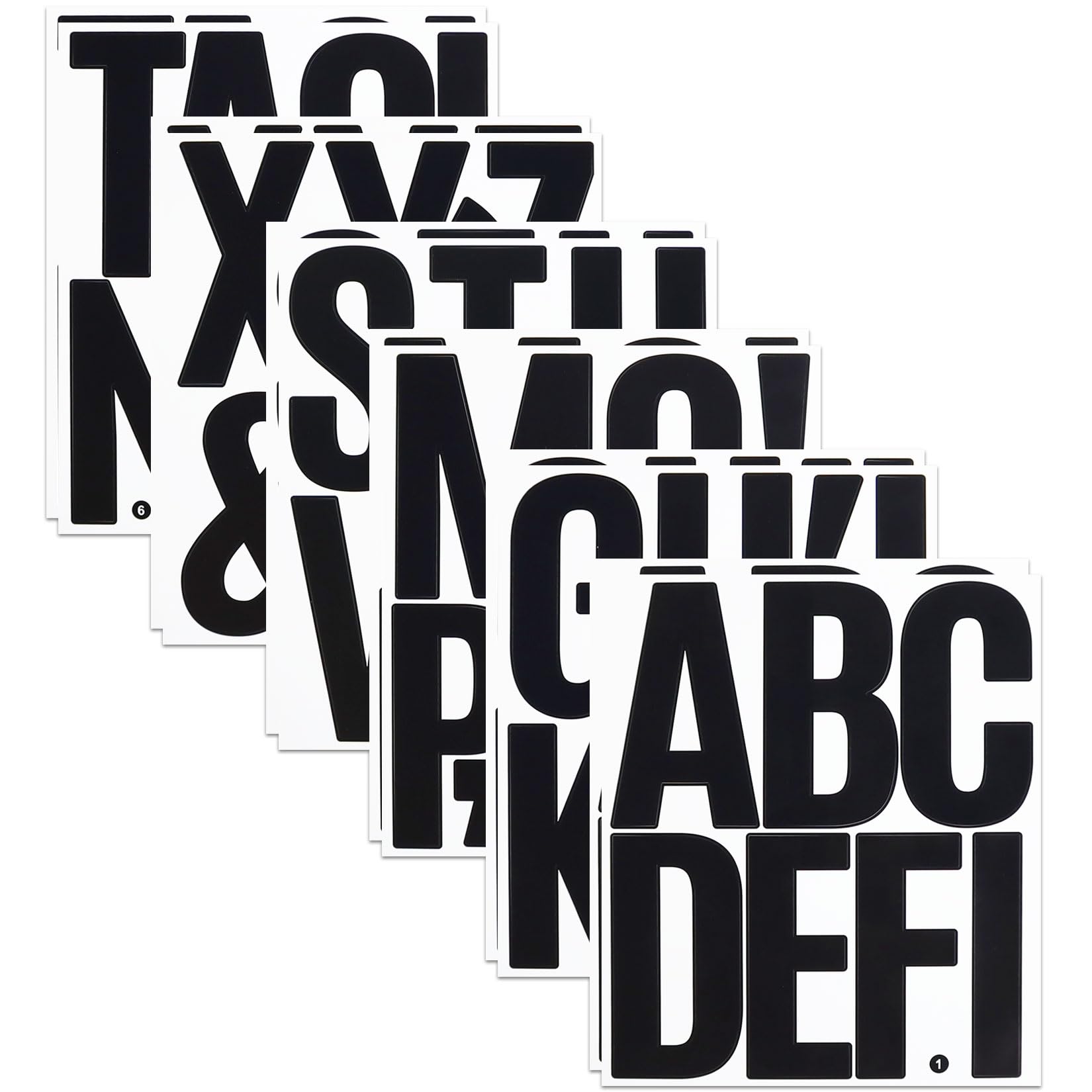 YJKEAI 4 Inch Large Vinyl Letters Number Stickers, 12 Sheets Self Adhesive Alphabet Symbol Sticker for Home Decor, Black