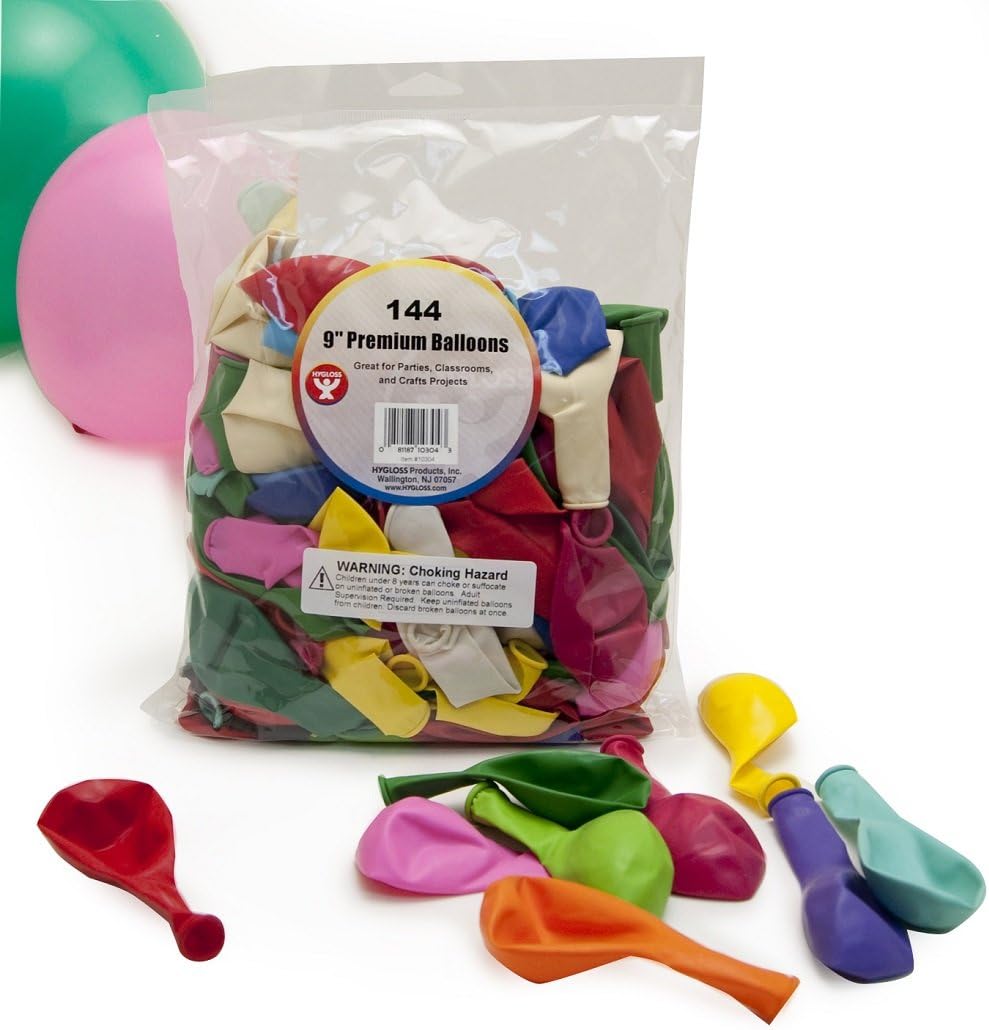 Hygloss Products 9" Round Balloon, 9-Inch, Assorted, 10304