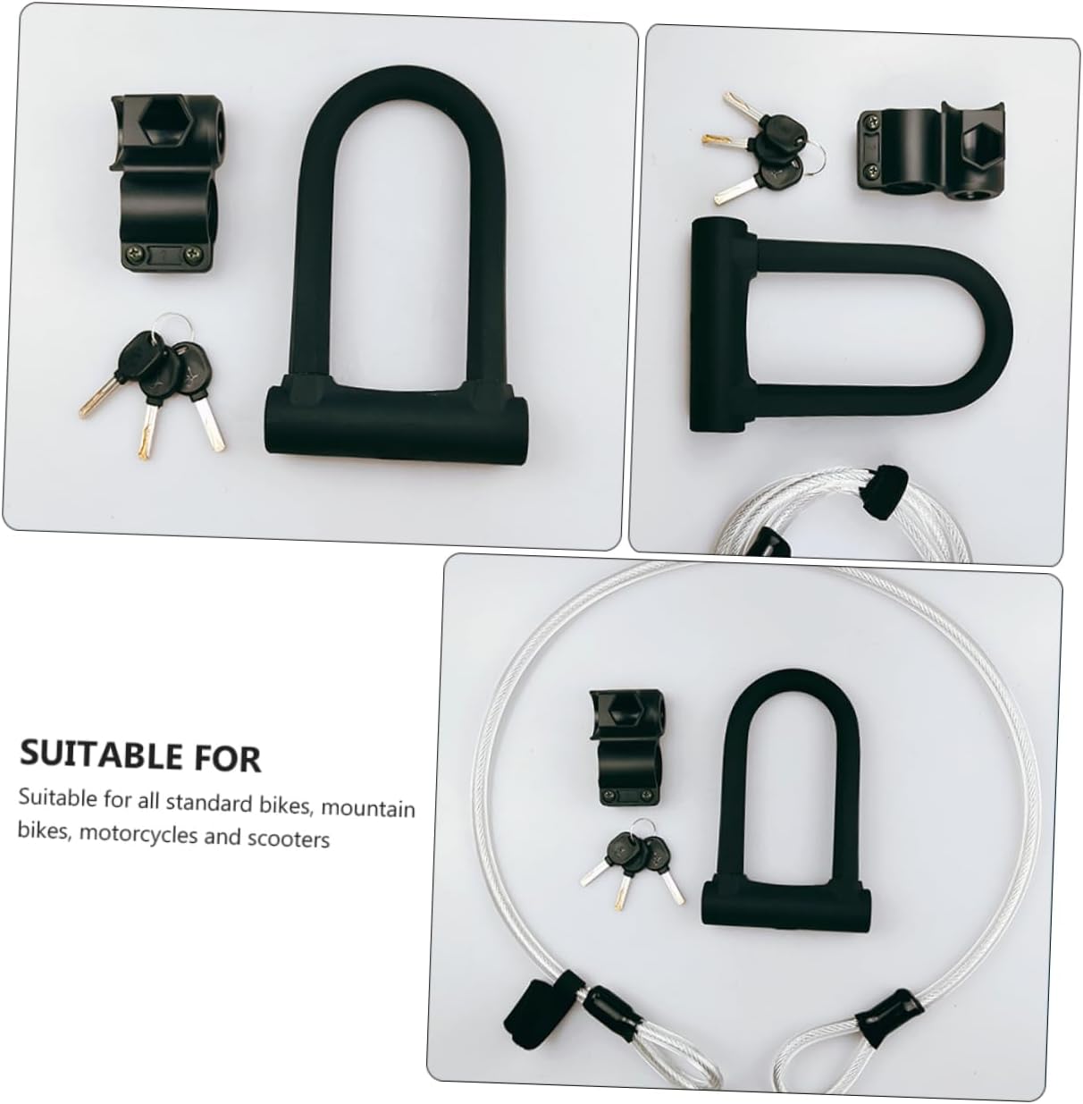 Generic 1 Set Bicycle U-Lock Bike Ring Lock Pad Bike Safety Security Motorcycle Chain Cycling Heavy Duty u Motorcycle u Alloy Black Metal