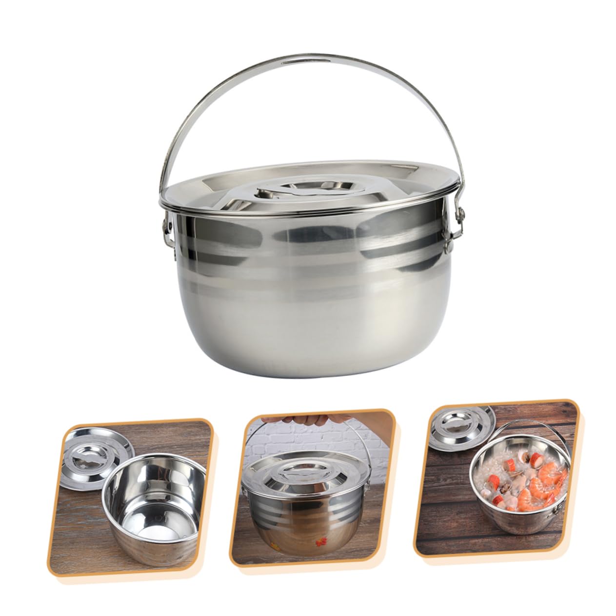 Mobestech 1Pc High Capacity Non Stick Camping Stew Pot Household Soup Pot for Outdoor Cooking Lightweight Easy to Clean Thickened Design