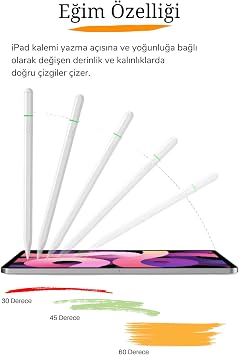 iPad 11 inç Air 6.Nesil 2024 Uyumlu USB-C Avuçiçi Red Eğim Özellikli Bluetooth Bağlantılı Stylus Pen
