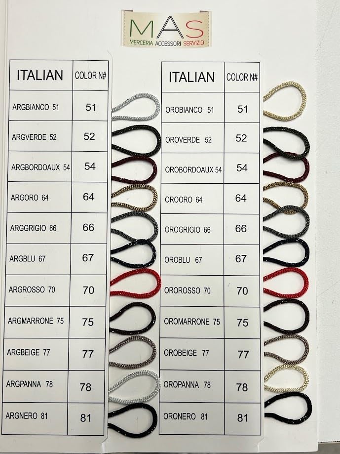 MAS Cordino Slim, Oro, Cordoncino per confezionare Borse Hand Made all' Uncinetto e Ferri da Maglia, Oro 64