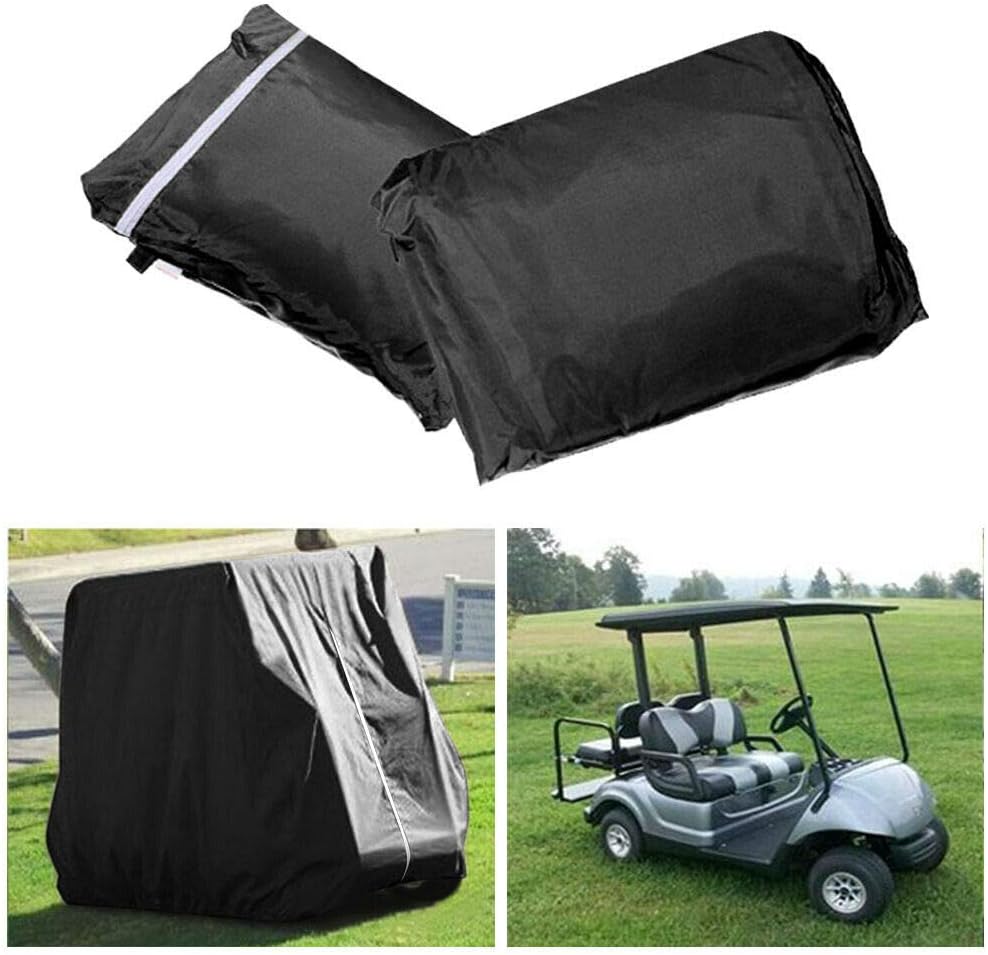 ConPus golf cart cover, Golf Cart Cover ,For EZGO Club Car and Yamaha, Waterproof with Extra PVC Coating Sunproof Dustproof Black 112" L x 48" W x 66" H (black)