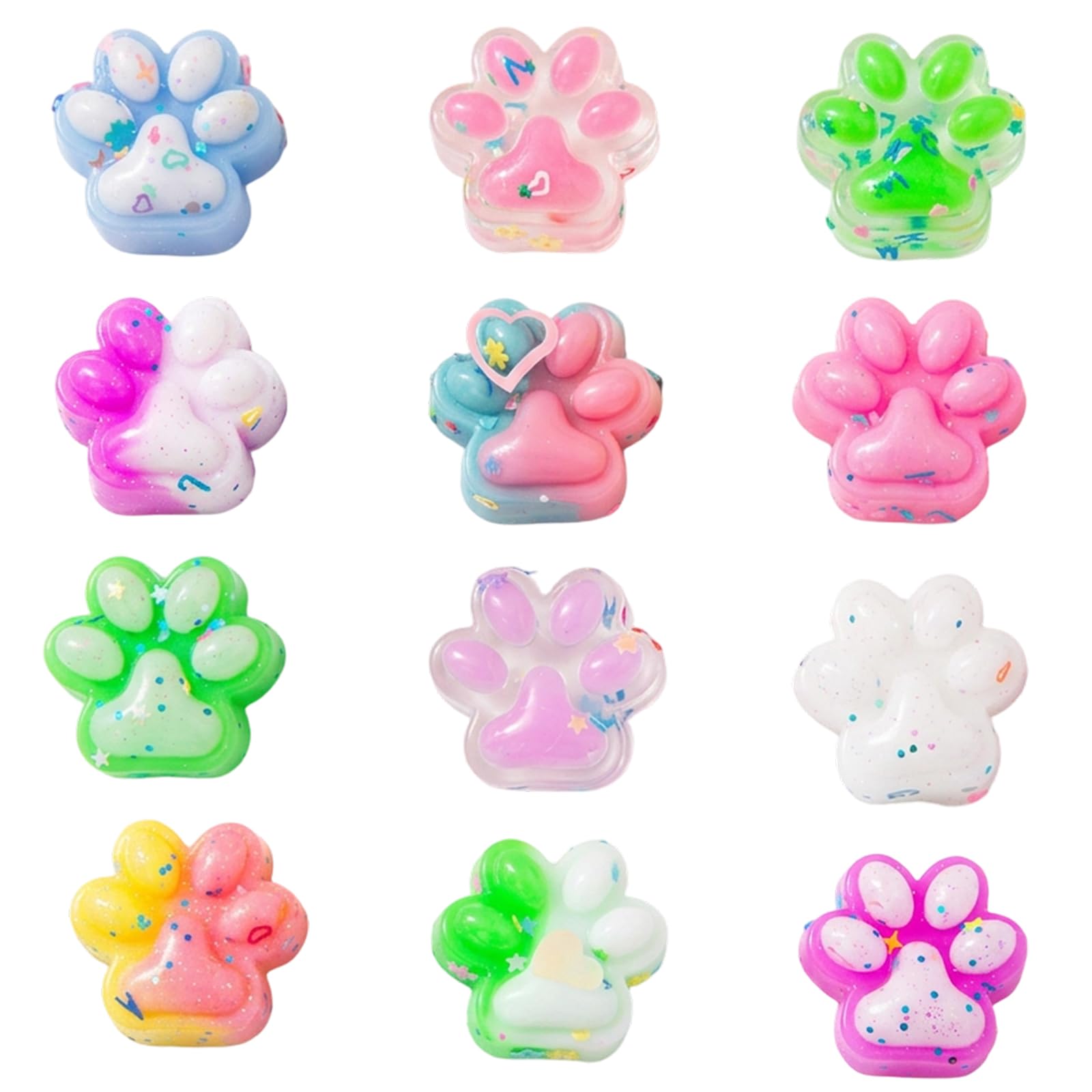 12 PCS Cat Squishy,Cat Paw Squishies,Paw Relief Cat Tool, Kinds of Randomly Styled Cat Paws Twisting Ttools, Relaxation Sensory Tools, Desk Relaxation and Concentration Assistance Tools