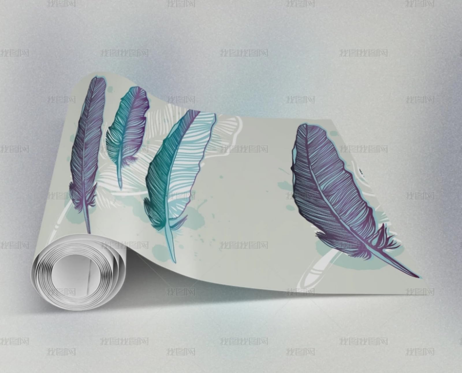 Papier peint autocollant plumes sombres rouleau vinyle de 45 x 600 cm pour meuble et mur de salon
